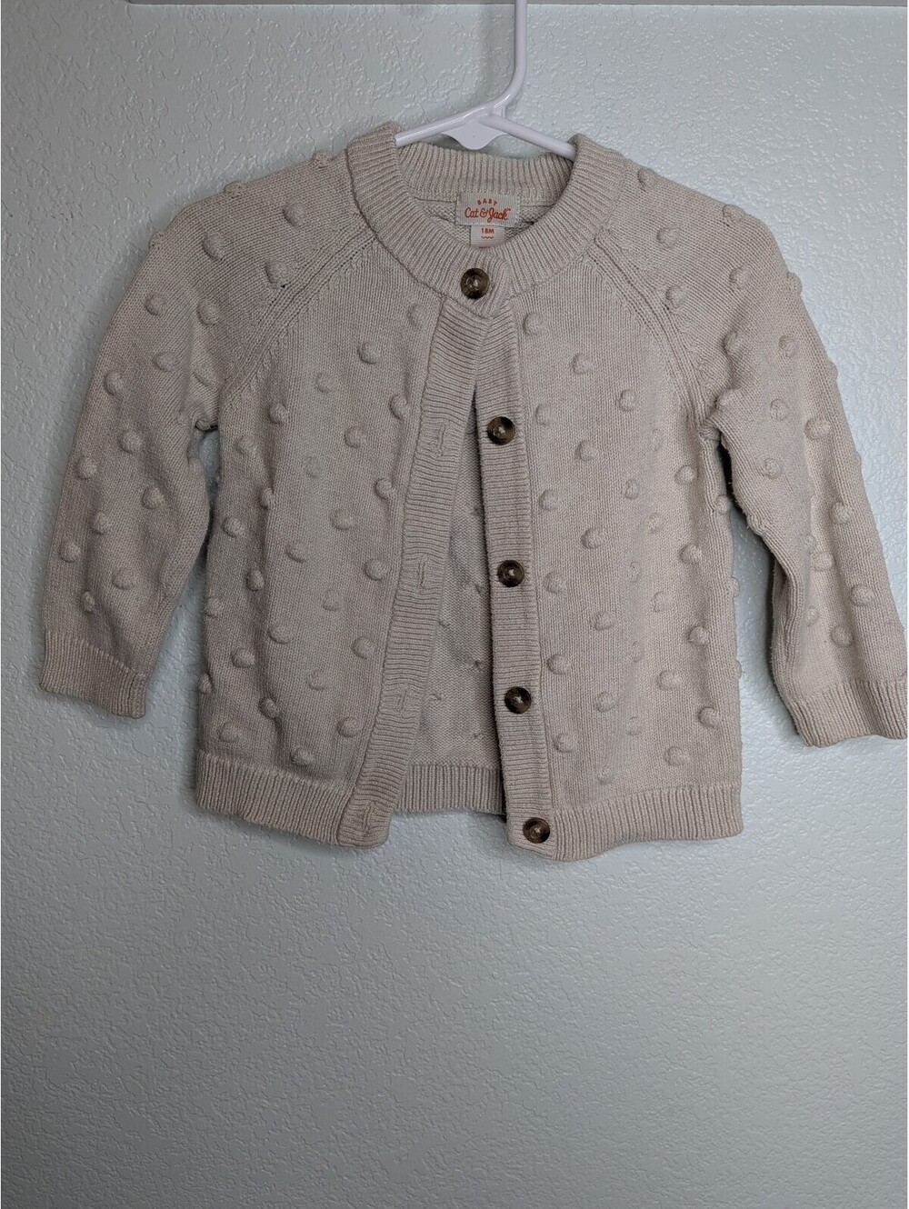 18mo beige bobble cardigan 100% cotton
